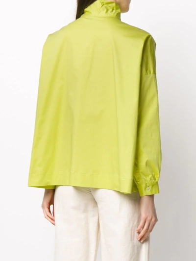 Shop Jejia Boxy Fit Pussy Bow Shirt In Green