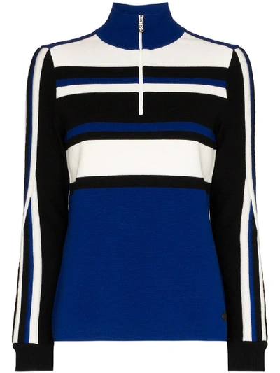 Shop Bogner Half-zip Striped Sweatshirt In Blue