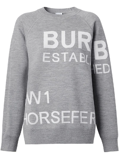 Shop Burberry Horseferry Jacquard Jumper In Grey