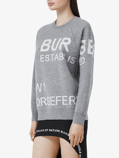 Shop Burberry Horseferry Jacquard Jumper In Grey