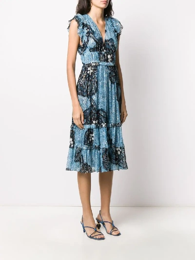 Shop Ulla Johnson Akira Abstract Print Midi Dress In Blue