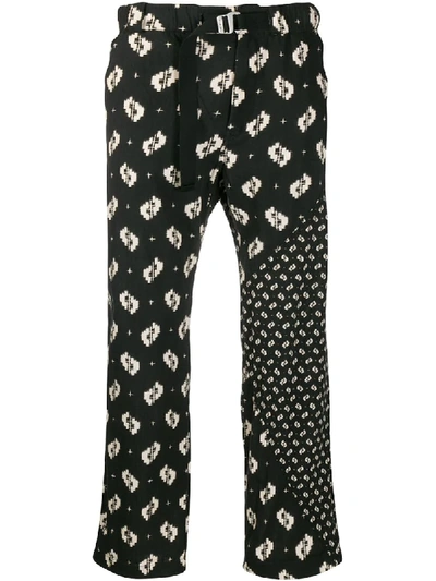 Shop Kenzo Ikat Belted Trousers In Black