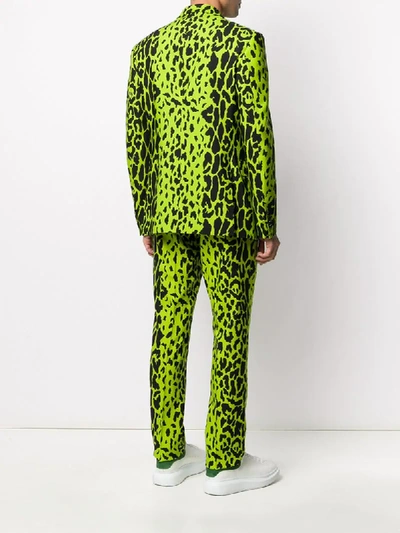Shop Versace Leopard Single-breasted Suit In Green