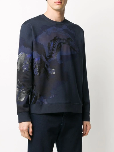 Shop Valentino Dragons Garden Printed Sweatshirt In Blue