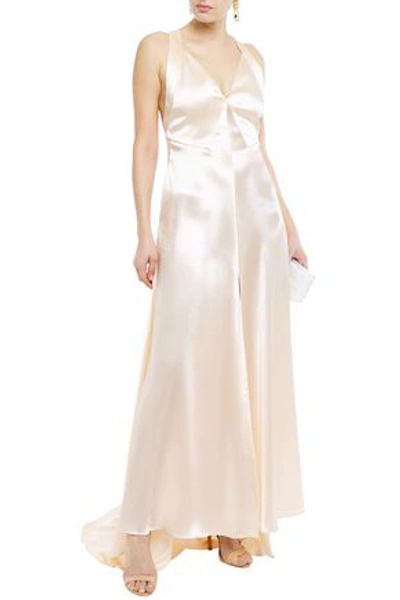 Philosophy Di Lorenzo Serafini Asymmetric Cutout Satin-crepe Gown In Pastel Pink