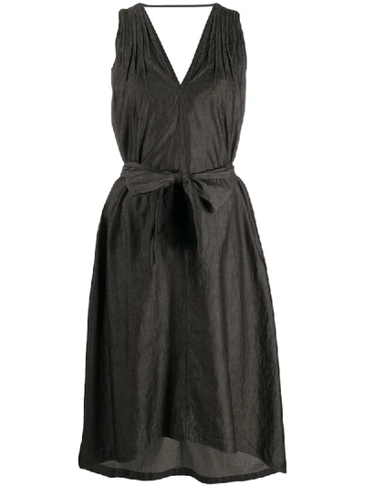 Shop Brunello Cucinelli Belted Chambray Dress In Grey