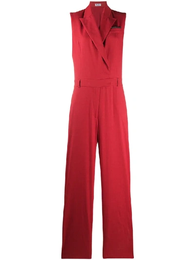 Shop Brunello Cucinelli V-neck Jumpsuit In Red