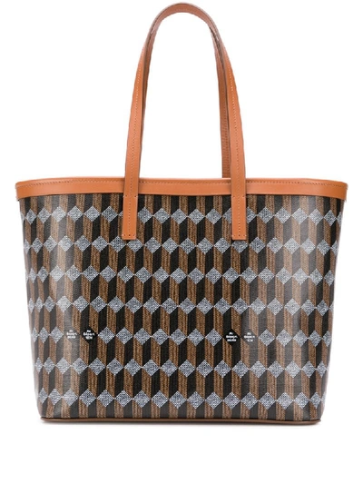 Shop Audepart Geometric Print Tote Bag In Brown