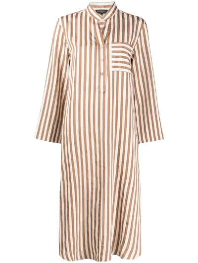 Shop Antonelli Striped Midi Shirt Dress In Neutrals