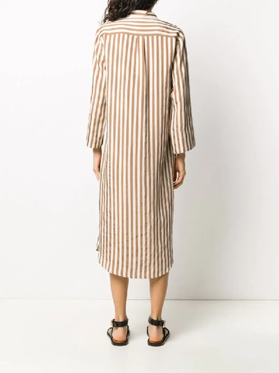 Shop Antonelli Striped Midi Shirt Dress In Neutrals