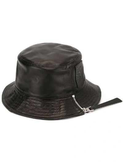 Shop Loewe Anagram Leather Bucket Hat In Black