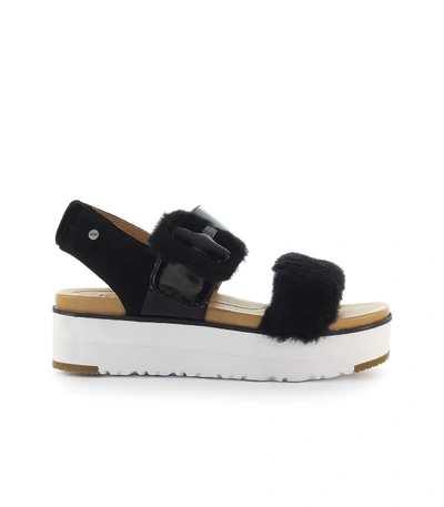 Shop Ugg Fluff Chella Black Platform Sandal In Nero