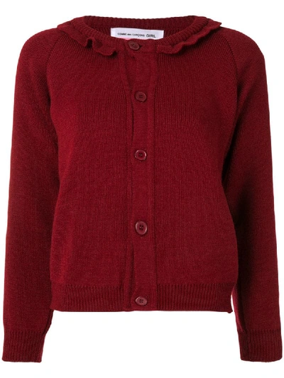 Shop Comme Des Garcons Girl Ruffled Collar Cardigan In Red