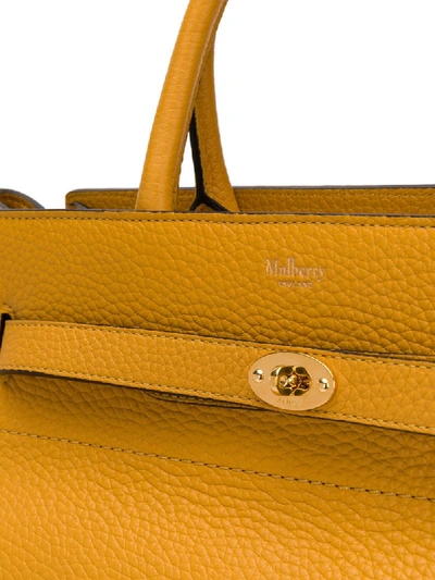 Shop Mulberry Bayswater Logo Tote Bag In Yellow