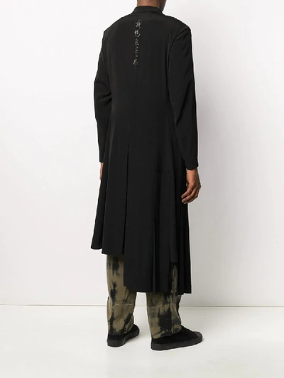 Shop Yohji Yamamoto Asymmetric Pleated Coat In Black