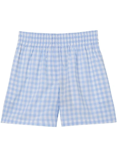 Shop Burberry Gingham Check Shorts In Blue