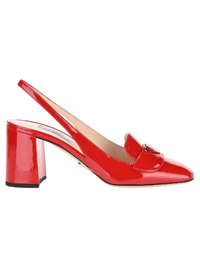 Shop Prada Sling Back Pumps In Red