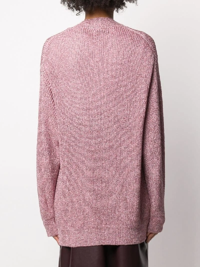 Shop Laneus Metallized Open-front Cardigan In Pink