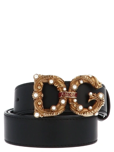 Shop Dolce & Gabbana Dg Amore Belt In Black