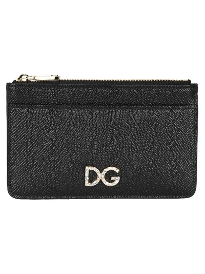 Shop Dolce & Gabbana Dauphine Leather Card Holder In Nero