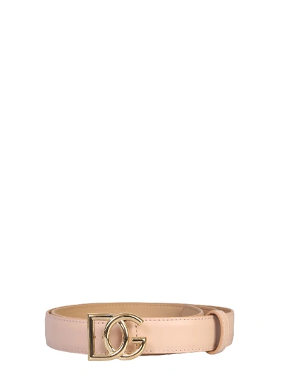 Shop Dolce & Gabbana Leather Belt In Cipria