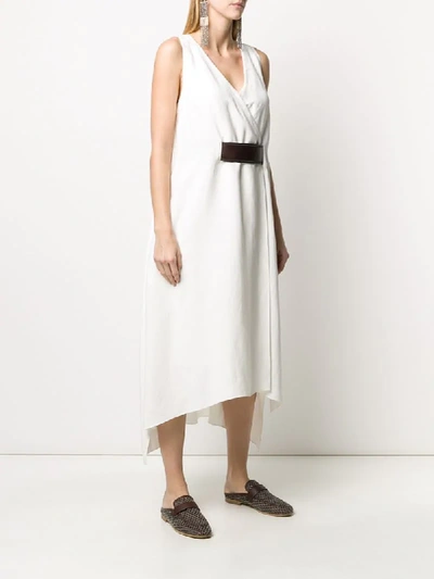 Shop Brunello Cucinelli Flared Wrap Dress In White