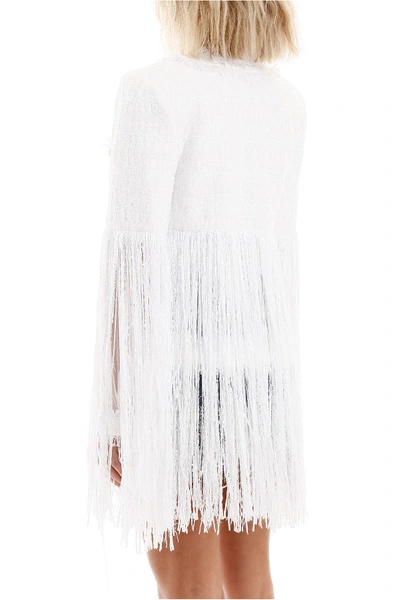 Shop Balmain Fringed Jacket In White