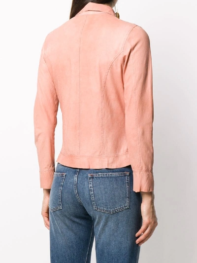 Giorgio Brato Leather Shirt Jacket In Orange