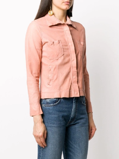Giorgio Brato Leather Shirt Jacket In Orange
