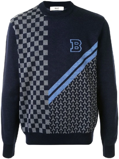 Shop Bally Intarsia-knit Jumper In Blue