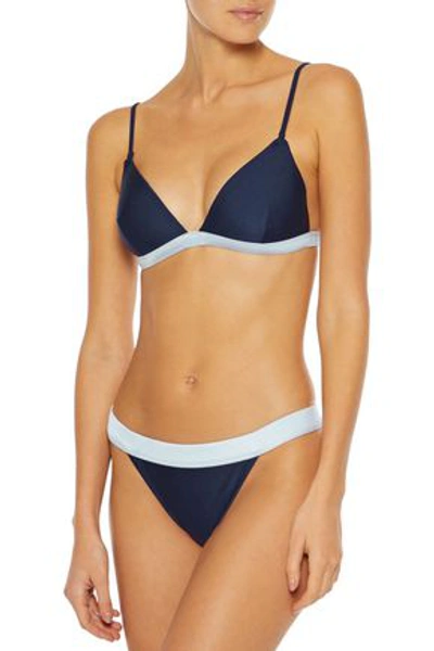 Shop Zimmermann Two-tone Low-rise Bikini Briefs In Navy