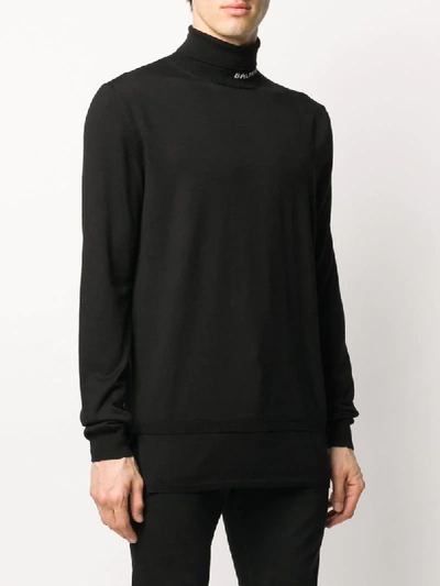 Shop Balmain Roll-neck Wool Jumper In Black