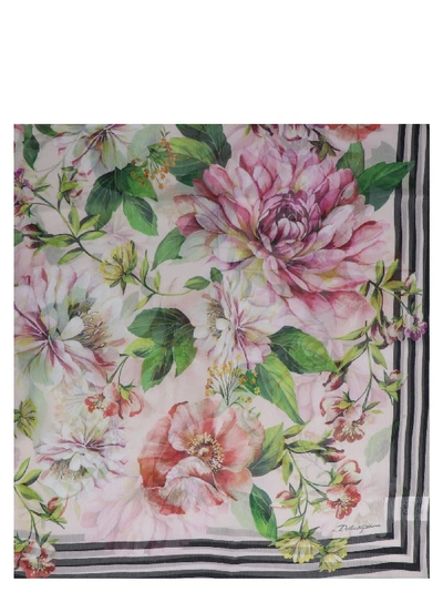 Shop Dolce & Gabbana Scarf In Fiori Fondo Rosa