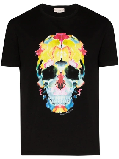 Shop Alexander Mcqueen Inkblot Skull Print T-shirt In Black