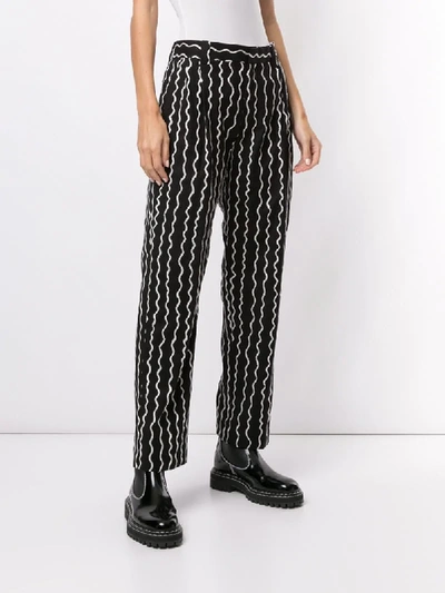 Shop Charles Jeffrey Loverboy Wavy Striped Slim Trousers In Black