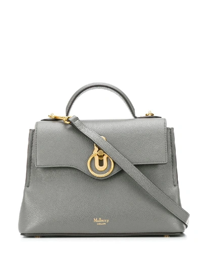 Shop Mulberry Seaton Logo Tote Bag In Grey