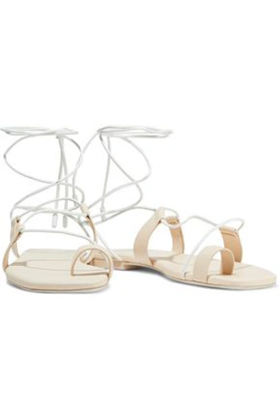 Shop Zimmermann Lace-up Leather Sandals In Pastel Pink