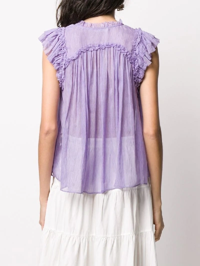 Shop Ulla Johnson Clea Crinkled Blouse In Purple