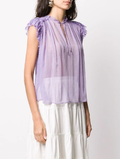 Shop Ulla Johnson Clea Crinkled Blouse In Purple