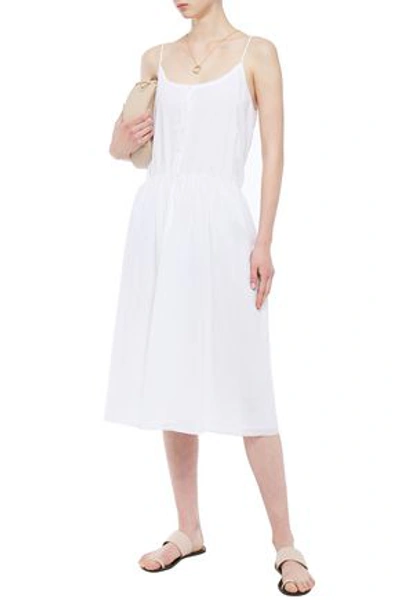 Shop American Vintage Sisibay Gathered Cotton-poplin Midi Dress In White
