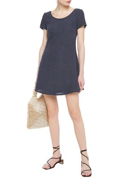 Shop American Vintage Ficobay Flared Linen Mini Dress In Anthracite