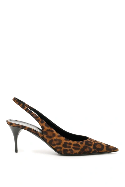 Shop Saint Laurent Lexi Slingback Pumps 65 In Brown,black,beige