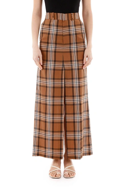 Shop A.w.a.k.e. Checkered Pant Skirt In Brown,black,pink