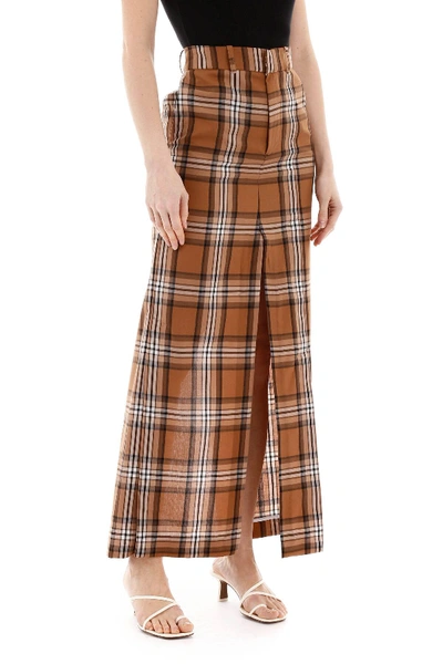 Shop A.w.a.k.e. Checkered Pant Skirt In Brown,black,pink