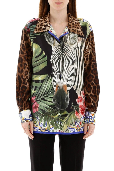 Shop Dolce & Gabbana Multi Print Twill Shirt In Brown,black,green