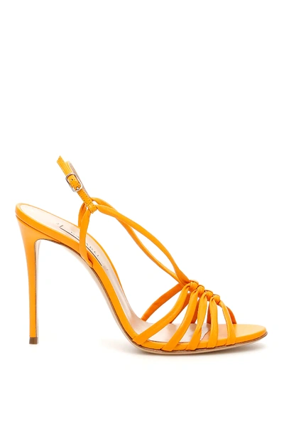 Shop Casadei Sandals With Weaving In Yellow,orange
