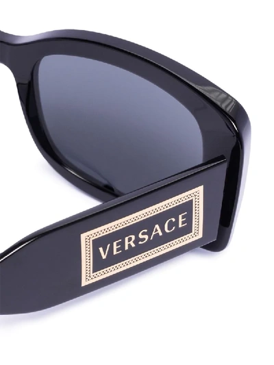 Shop Versace Rectangular-frame Tinted Sunglasses In Black