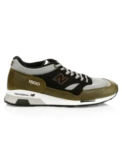 Shop New Balance Men's 1500 Made In Uk Leather Sneakers In Green Black