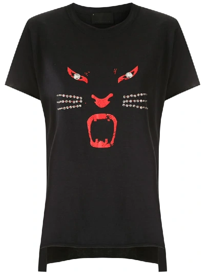 Shop Andrea Bogosian React Embellished Cat T-shirt In Black