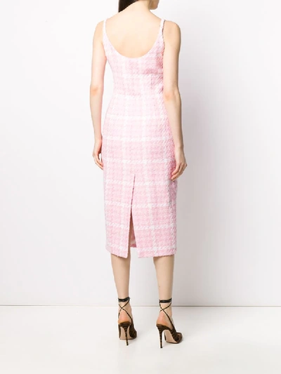 Shop Alessandra Rich Tweed Midi Dress In Pink